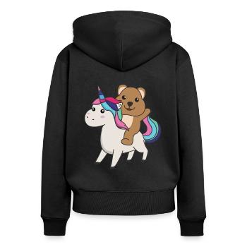Quokka Einhorn süße Tiere Einhörner Quokkas - Frauen Premium Bio Zip Hoodie - Schwarz - Hinten - Julia (174cm)