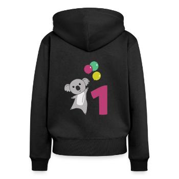 Ballons de premier anniversaire Koala pour enfants - Sweat à capuche zippé Premium bio Femme - noir - Dos - Julia (174cm)