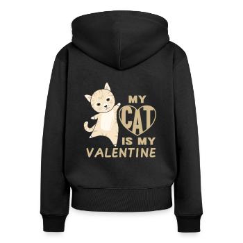 Mon chat est mon chat mignon de la Saint-Valentin pour la Saint-Valentin - Sweat à capuche zippé Premium bio Femme - noir - Dos - Julia (174cm)