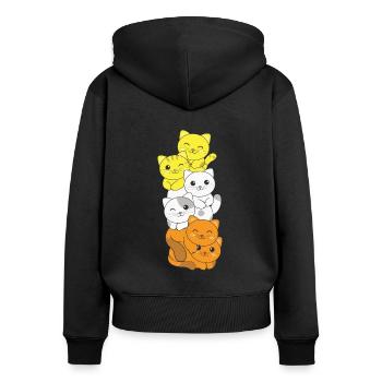 maverique flag pride LGBTQ cute cat pile - Women's Premium Organic Zip Hoodie - black - Back - Julia (174cm)