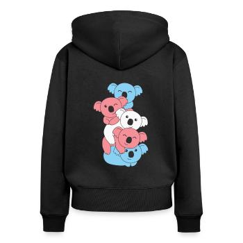 Transgender Flag Pride LGBTQ Cute Koala Bunch - Women's Premium Organic Zip Hoodie - black - Back - Julia (174cm)