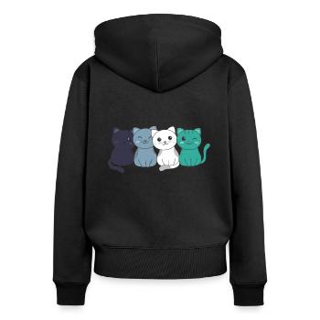 oriented aroace Flag Pride LGBTQ cute cats - Women's Premium Organic Zip Hoodie - black - Back - Julia (174cm)