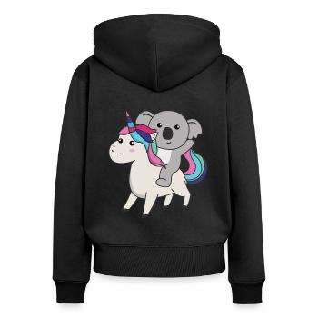 koala licorne animaux mignons licornes koalas - Sweat à capuche zippé Premium bio Femme - noir - Dos - Julia (174cm)