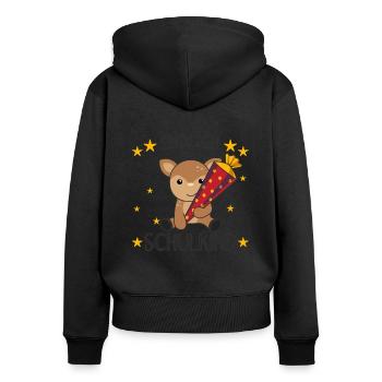 Endlich Schulkind Reh Schultüte Schule Einschulung - Frauen Premium Bio Zip Hoodie - Schwarz - Hinten - Julia (174cm)