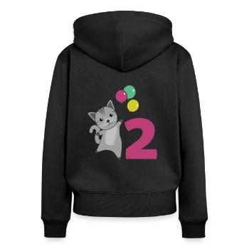 Ballons de deuxième anniversaire de chat pour enfants - Sweat à capuche zippé Premium bio Femme - noir - Dos - Julia (174cm)