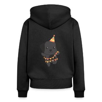 Labrador pour l’anniversaire un cadeau pour les enfants - Sweat à capuche zippé Premium bio Femme - noir - Dos - Julia (174cm)