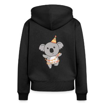 Koala pour l’anniversaire des enfants un anniversaire - Sweat à capuche zippé Premium bio Femme - noir - Dos - Julia (174cm)