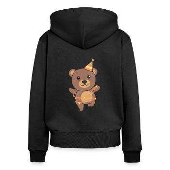 Bear for a birthday for children a birthday - Women's Premium Organic Zip Hoodie - black - Back - Julia (174cm)