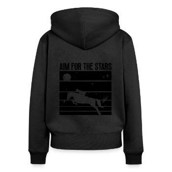 Aim For The Stars Show Jumping Horses Show Jumper - Frauen Premium Bio Zip Hoodie - Schwarz - Hinten - Julia (174cm)