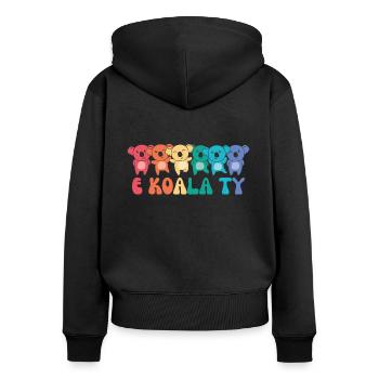 Rainbow Hearts Pride LGBTQ Mignons Animaux Koala - Sweat à capuche zippé Premium bio Femme - noir - Dos - Julia (174cm)