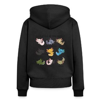 Axolotls aus der Welt süße Tiere Axolotl Arten - Frauen Premium Bio Zip Hoodie - Schwarz - Hinten - Julia (174cm)