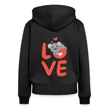 Maus zum Valentinstag süße Tiere mit Herzen Love - Frauen Premium Bio Zip Hoodie - Schwarz - Hinten - Julia (174cm)