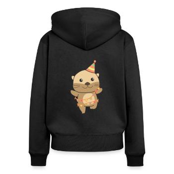 Loutre pour anniversaire pour les enfants un cadeau - Sweat à capuche zippé Premium bio Femme - noir - Dos - Julia (174cm)