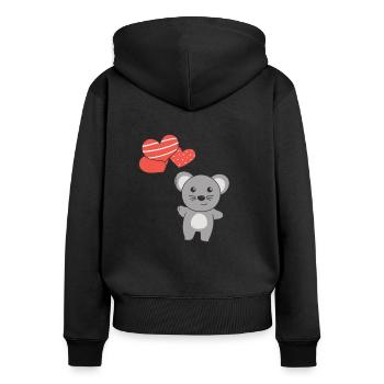 Souris pour la Saint-Valentin animaux mignons avec des cœurs - Sweat à capuche zippé Premium bio Femme - noir - Dos - Julia (174cm)