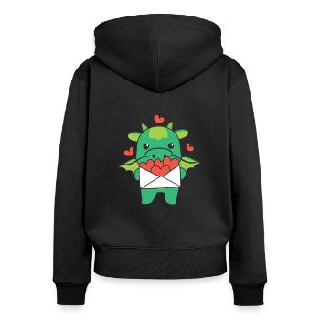 Dragon for Valentine's Day cute animals with hearts - Women's Premium Organic Zip Hoodie - black - Back - Julia (174cm)
