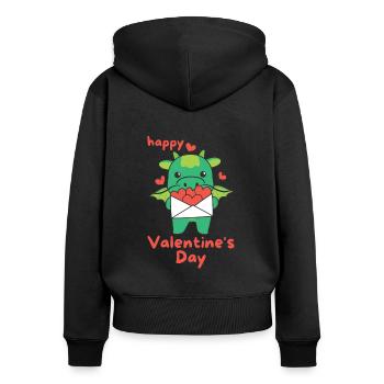 Dragon for Valentine's Day cute animals with hearts - Women's Premium Organic Zip Hoodie - black - Back - Julia (174cm)