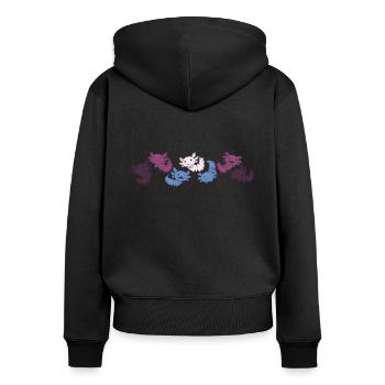 Drapeau non conforme Fierté LGBTQ Axolotl - Sweat à capuche zippé Premium bio Femme - noir - Dos - Julia (174cm)