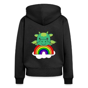 Dragon colorful rainbow for kids cute dragon - Women's Premium Organic Zip Hoodie - black - Back - Julia (174cm)