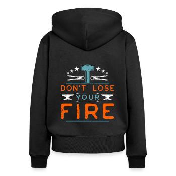 Forging Don't Lose Your Fire Goldsmith Blacksmiths - Women's Premium Organic Zip Hoodie - black - Back - Julia (174cm)