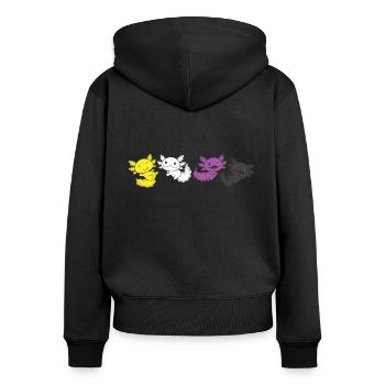 Non-Binary Flag Pride LGBTQ Axolotl - Women's Premium Organic Zip Hoodie - black - Back - Julia (174cm)