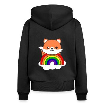 Fox colorful rainbow for kids cute fox - Women's Premium Organic Zip Hoodie - black - Back - Julia (174cm)