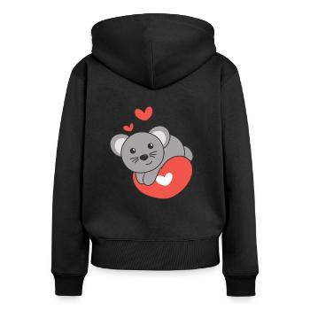 Souris pour la Saint-Valentin animaux mignons avec des cœurs - Sweat à capuche zippé Premium bio Femme - noir - Dos - Julia (174cm)