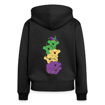 Que les manigances commencent Mardi Gras Koala Tower - Sweat à capuche zippé Premium bio Femme - noir - Dos - Julia (174cm)