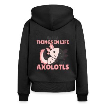 the best things in life are Axolotls süße Axololt - Women's Premium Organic Zip Hoodie - black - Back - Julia (174cm)