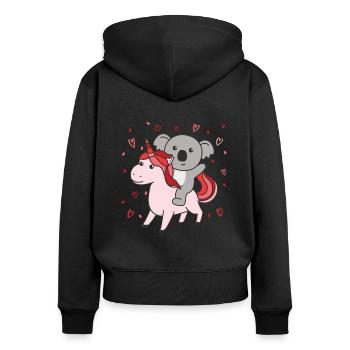 Koala avec cœur de licorne Cœur animal préféré - Sweat à capuche zippé Premium bio Femme - noir - Dos - Julia (174cm)
