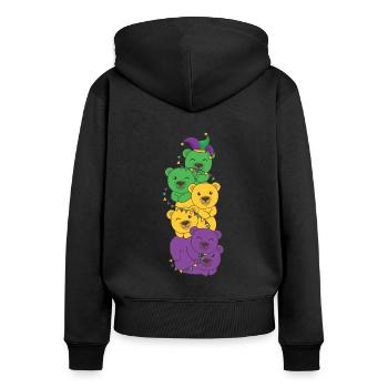let the shenanigans begin Mardi Gras Bear Tower - Women's Premium Organic Zip Hoodie - black - Back - Julia (174cm)