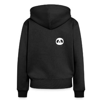 Panda in pocket cute pandas in breast pocket - Women's Premium Organic Zip Hoodie - black - Back - Julia (174cm)