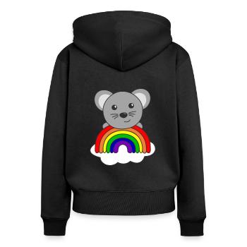 Mouse colorful rainbow for kids cute mouse - Women's Premium Organic Zip Hoodie - black - Back - Julia (174cm)