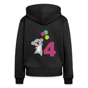 Koala vierter Geburtstag Luftballons für Kinder - Frauen Premium Bio Zip Hoodie - Schwarz - Hinten - Julia (174cm)
