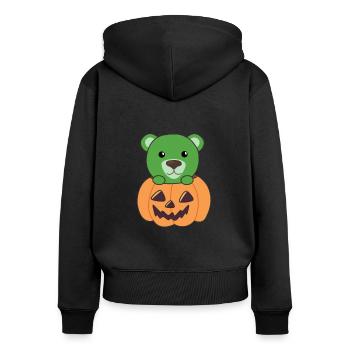 Bear in Pumpkin Cute Bears Happy Halloween - Women's Premium Organic Zip Hoodie - black - Back - Julia (174cm)