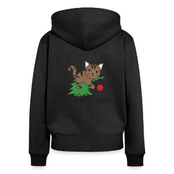I do what i want a funny christmas cat - Women's Premium Organic Zip Hoodie - black - Back - Julia (174cm)