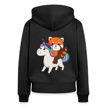 Rote Panda Einhorn süße Tiere Einhörner Rote Pands - Frauen Premium Bio Zip Hoodie - Schwarz - Hinten - Julia (174cm)
