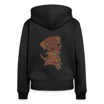 Labrador Christmas Snow Winter Animals Dogs - Women's Premium Organic Zip Hoodie - black - Back - Julia (174cm)
