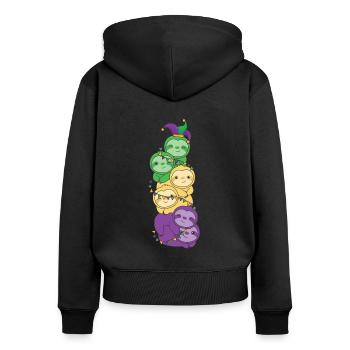 let the shenanigans begin Mardi Gras Sloth Tower - Women's Premium Organic Zip Hoodie - black - Back - Julia (174cm)