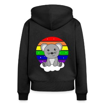 Mouse colorful rainbow for kids cute mouse - Women's Premium Organic Zip Hoodie - black - Back - Julia (174cm)