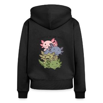 Axolotls aus der Welt süße Tiere Axolotl Arten - Frauen Premium Bio Zip Hoodie - Schwarz - Hinten - Julia (174cm)