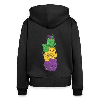 Que les manigances commencent Tour du Mardi Gras - Sweat à capuche zippé Premium bio Femme - noir - Dos - Julia (174cm)