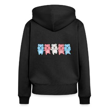 Transgender Flag Trans Pride LGBTQ Quokka - Frauen Premium Bio Zip Hoodie - Schwarz - Hinten - Julia (174cm)