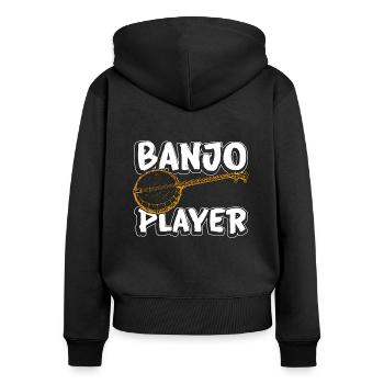 Banjo Instrument de musique Aime la musique folklorique - Sweat à capuche zippé Premium bio Femme - noir - Dos - Julia (174cm)