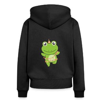 Frog for birthday for children a gift - Women's Premium Organic Zip Hoodie - black - Back - Julia (174cm)