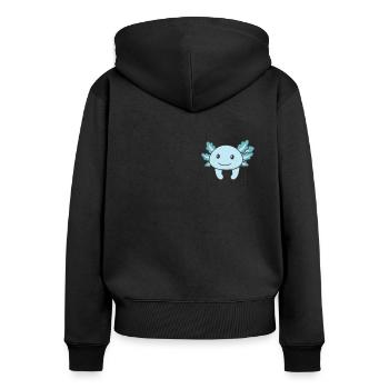 Axolotl dans poche axolotls sucrés dans la poche de poitrine - Sweat à capuche zippé Premium bio Femme - noir - Dos - Julia (174cm)