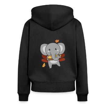 thanksgiving day outfits Truthahn Elefant mit Pie - Frauen Premium Bio Zip Hoodie - Schwarz - Hinten - Julia (174cm)