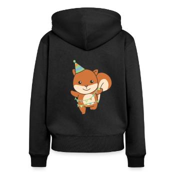 Squirrel for a birthday for children - Women's Premium Organic Zip Hoodie - black - Back - Julia (174cm)