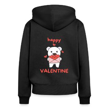 Polar bear for Valentine's Day cute animals with hearts - Women's Premium Organic Zip Hoodie - black - Back - Julia (174cm)