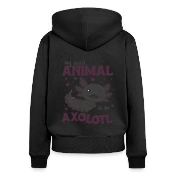 Mon animal spirituel est un axolotl doux axolotl - Sweat à capuche zippé Premium bio Femme - noir - Dos - Julia (174cm)
