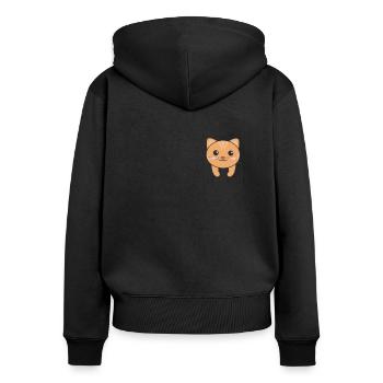 Katze in Tasche süße Katzen in Brusttasche - Frauen Premium Bio Zip Hoodie - Schwarz - Hinten - Julia (174cm)